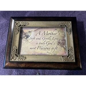 Vintage Sankyo Music Box Trinket Jewelry w/inlay Plays Music. "A Mother's‎ Love"